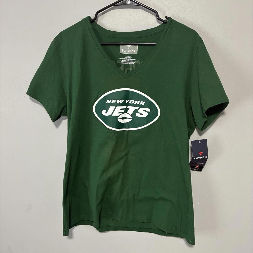 Fanatics Womans T Shirt Top NFL New York Jets L Rodgers #8 Short Sleeve V Neck